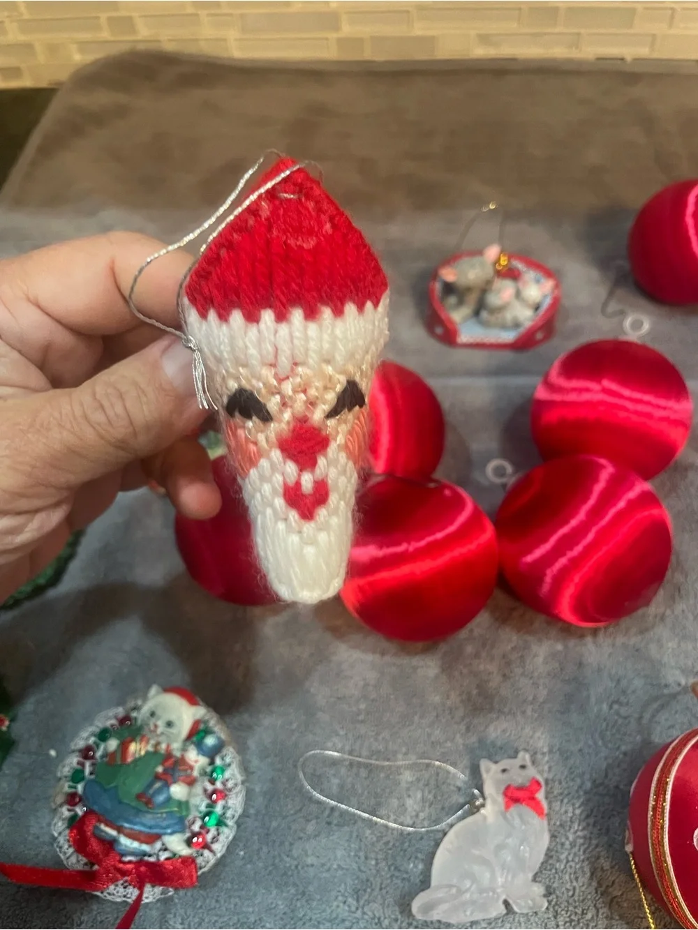 Vintage Christmas Ornaments Silk And Plastic Ketchy Lot
